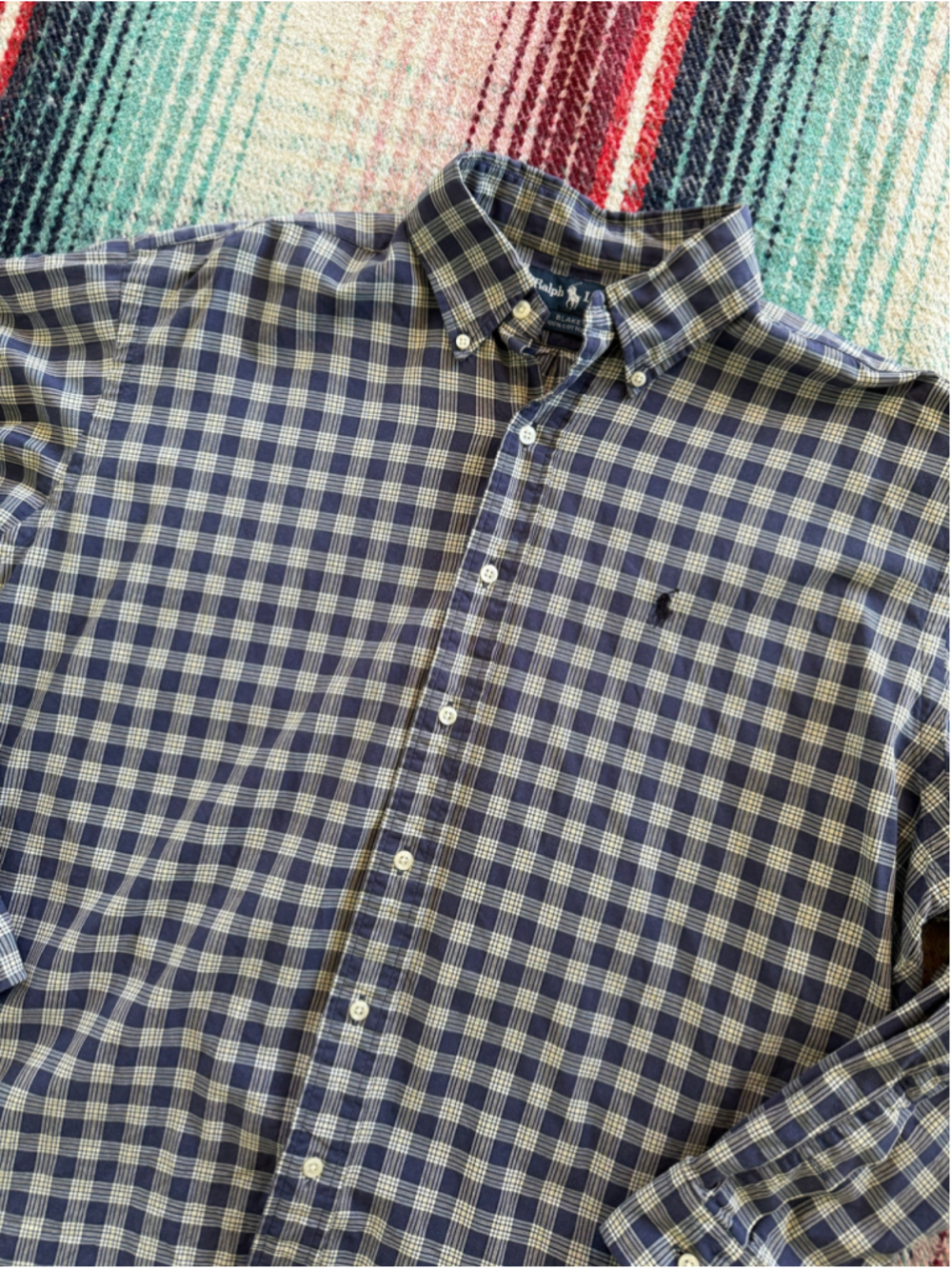 Vintage Ralph Lauren Indigo Plaid Check Shirt L